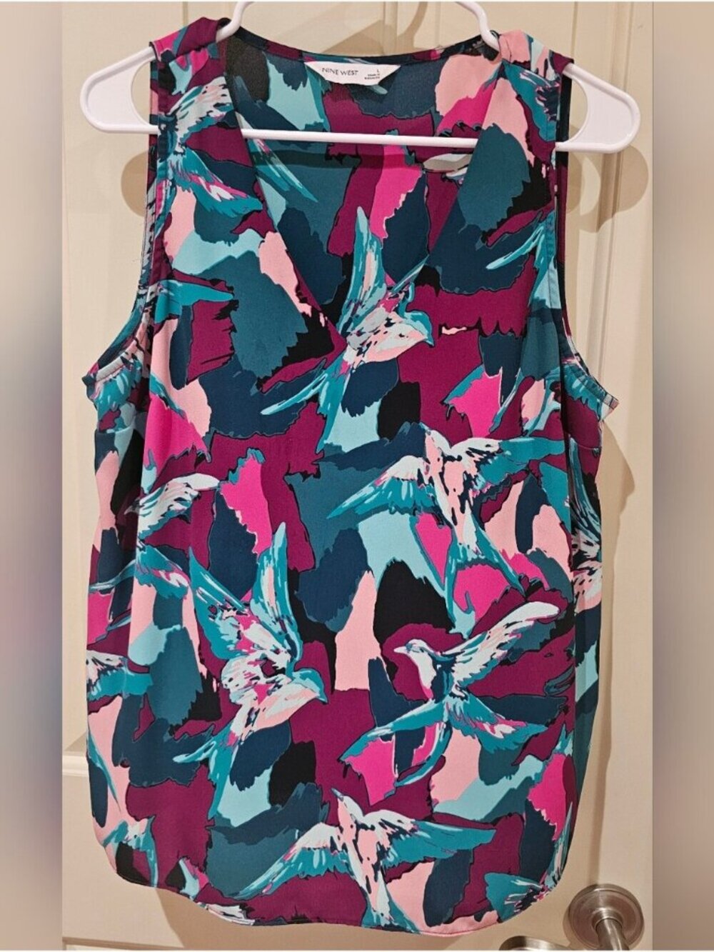 Vibrant Bird Print Sleeveless Top